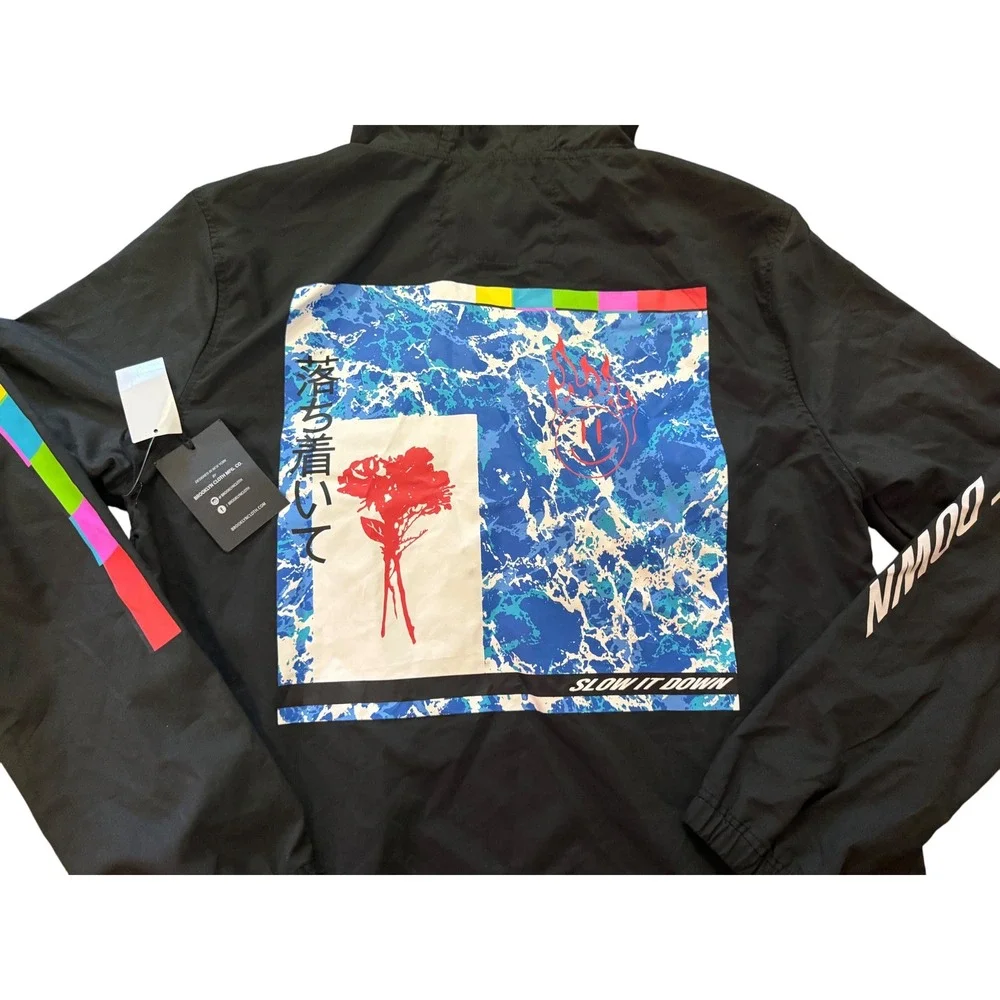 Trademark Brooklyn Cloth Anorak‎ Jacket Pullover Hoodie Graphic Black Mens med